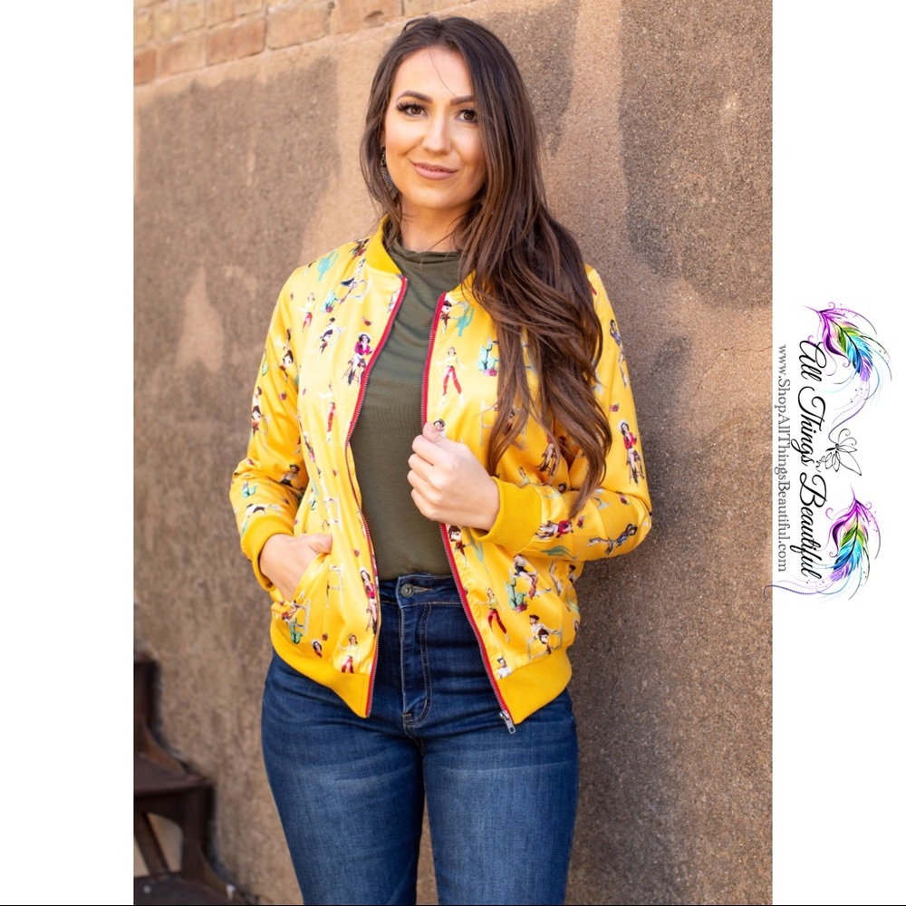 ⭐️L&B VINTAGE PIN-UP COWGIRL Bomber Jacket⭐️